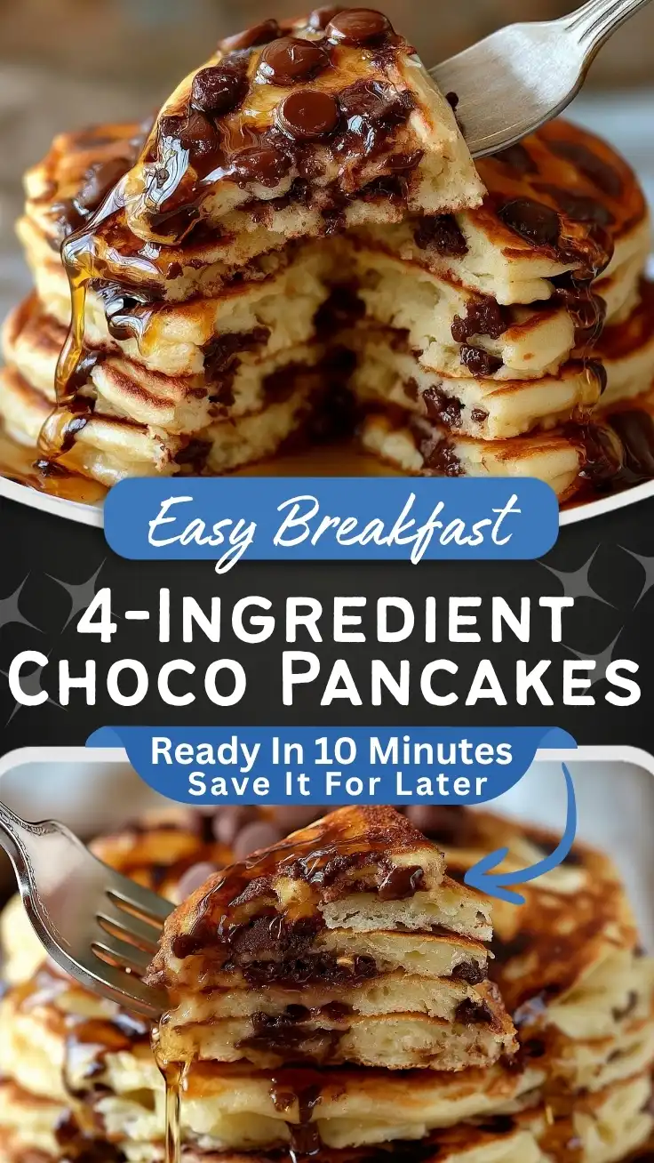 Easy 4 Ingredient Chocolate Chip Pancakes