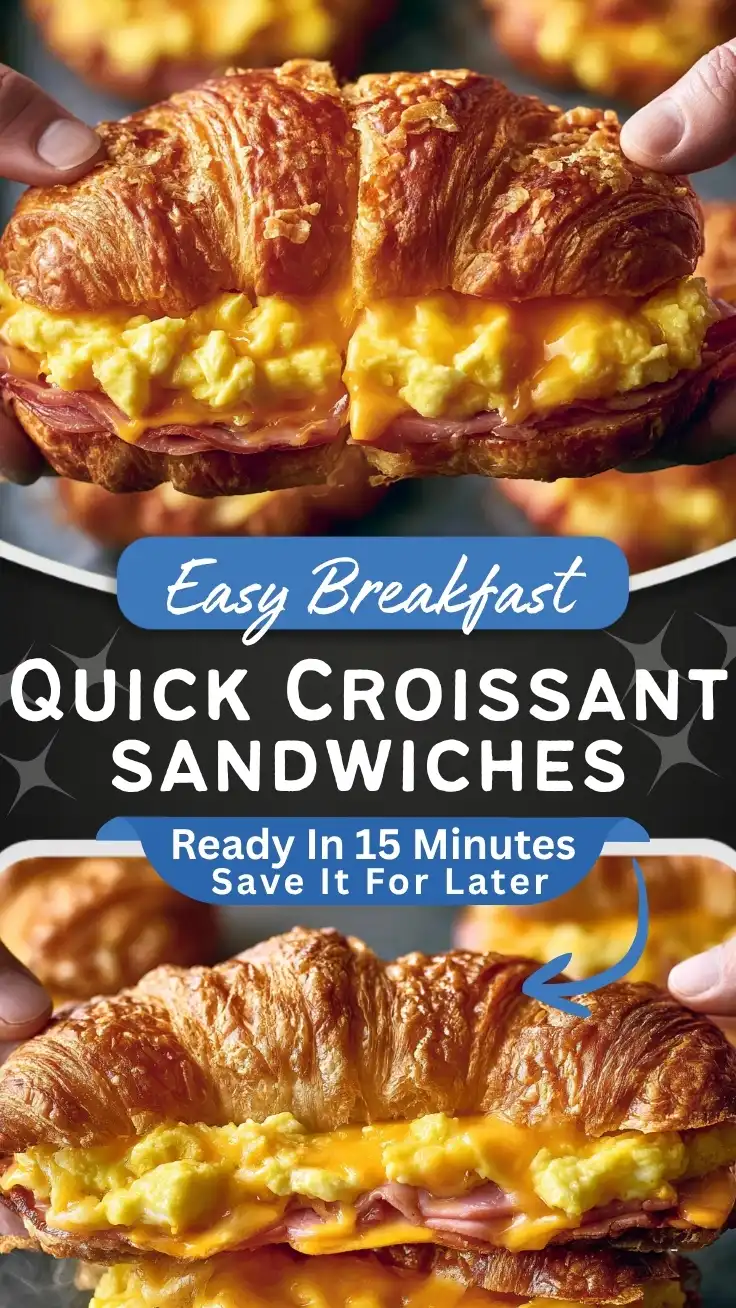 Delicious Baked Croissant Breakfast Sandwiches