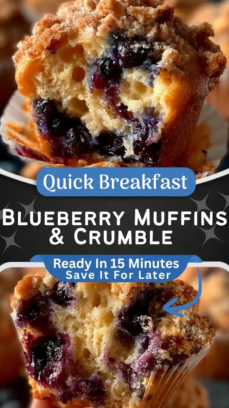 Classic Blueberry Muffins with Crumble Top