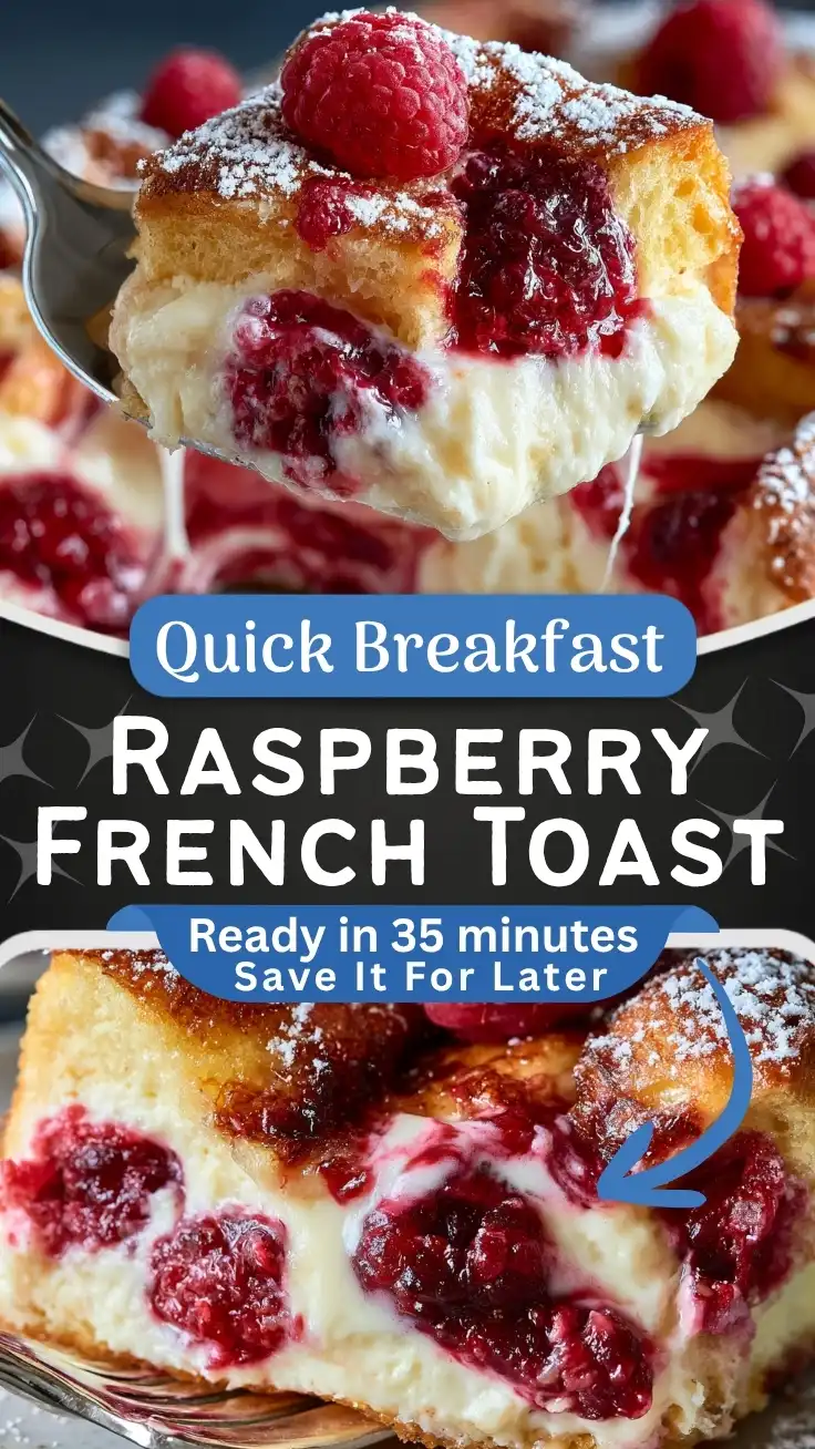 Delicious Raspberry Cheesecake French Toast Casserole